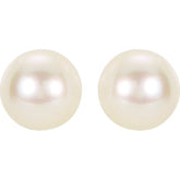 14K White 8 mm Cultured White Akoya Pearl Earrings